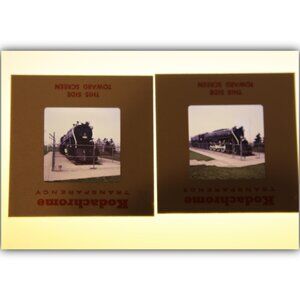 2 Vintage slides of Old Smoky Milwaukee Road Locomotive 265 taken in May 1967